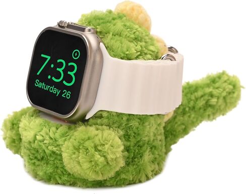 حامل شاحن متوافق مع Apple Watch Series Ultra2/Ultra/9/8/Se2/7/6/Se/5/4/3/2/1، يدعم وضع منضدة (كلب وشاح أحمر) in Kuwait