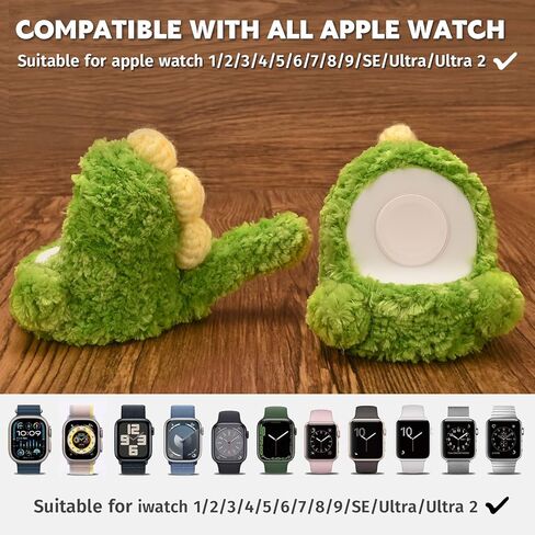 حامل شاحن متوافق مع Apple Watch Series Ultra2/Ultra/9/8/Se2/7/6/Se/5/4/3/2/1، يدعم وضع منضدة (كلب وشاح أحمر) in Kuwait