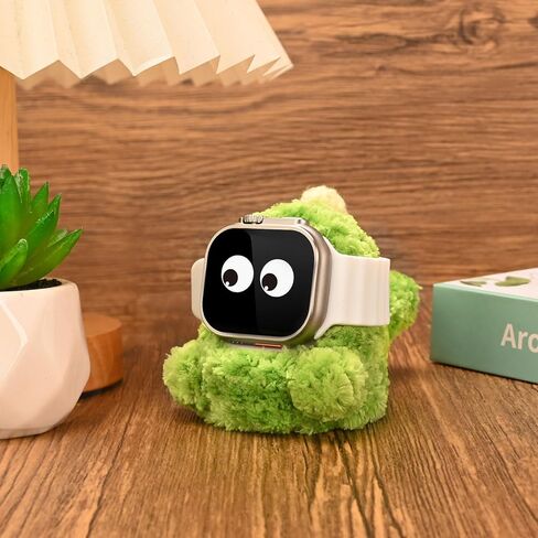 حامل شاحن متوافق مع Apple Watch Series Ultra2/Ultra/9/8/Se2/7/6/Se/5/4/3/2/1، يدعم وضع منضدة (كلب وشاح أحمر) in Kuwait