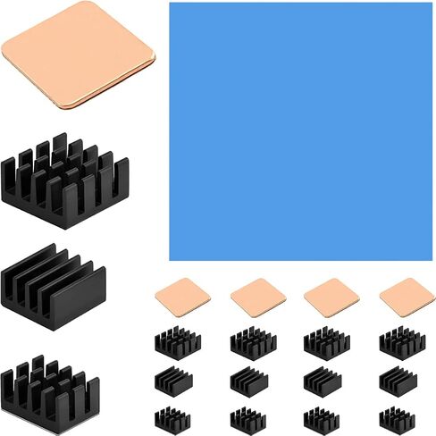 21Pcs Heatsink Kit Aluminum + Copper Cooler Cooling Set Protect The Motherboard, for Raspberry Pi 4, Raspberry Pi 3 B+ with Thermal Conductive Adhesive Tape in Saudi Arabia