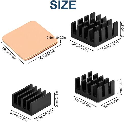 21Pcs Heatsink Kit Aluminum + Copper Cooler Cooling Set Protect The Motherboard, for Raspberry Pi 4, Raspberry Pi 3 B+ with Thermal Conductive Adhesive Tape in Saudi Arabia