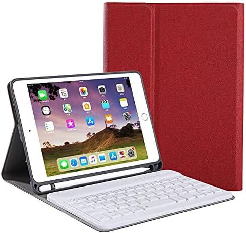حافظة لجهاز iPad 9.7 الجديد مع لوحة مفاتيح لاسلكية قابلة للفصل وحامل قلم، حافظة حماية ذكية نحيفة للنوم/الاستيقاظ التلقائي لجهاز Air1&Air2 وPro9.7 و2017 iPad و2018 iPad، أحمر in Kuwait