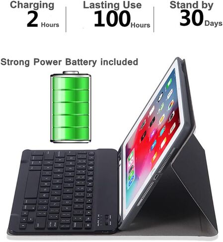 حافظة لجهاز iPad 9.7 الجديد مع لوحة مفاتيح لاسلكية قابلة للفصل وحامل قلم، حافظة حماية ذكية نحيفة للنوم/الاستيقاظ التلقائي لجهاز Air1&Air2 وPro9.7 و2017 iPad و2018 iPad، أحمر in Kuwait