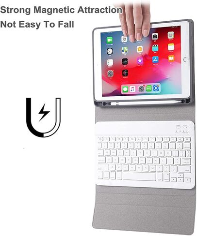 حافظة لجهاز iPad 9.7 الجديد مع لوحة مفاتيح لاسلكية قابلة للفصل وحامل قلم، حافظة حماية ذكية نحيفة للنوم/الاستيقاظ التلقائي لجهاز Air1&Air2 وPro9.7 و2017 iPad و2018 iPad، أحمر in Kuwait