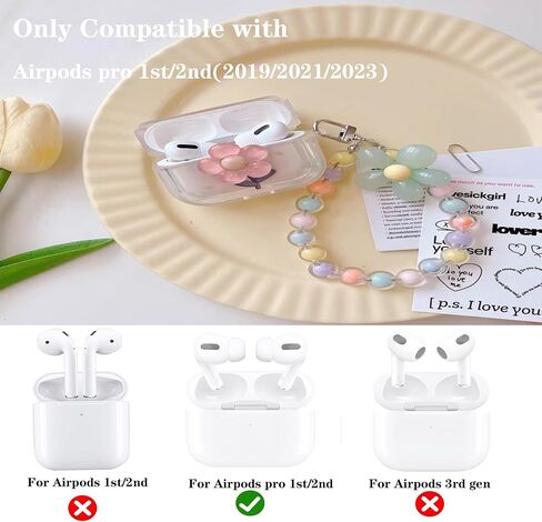 Compatible with Airpods Pro 1st/2nd Generation Case with Cleaning Kit, Airpods pro 2 Case Cover Rugged Shockproof Airpod pro 2 Protective Case for Girl Women Compatible with Airpods pro 1st/2nd in Saudi Arabia
