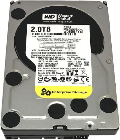 Western Digital RE4 WD2003FYYS 2TB 7200RPM 64MB Cache SATA 3.0Gb/s 3.5in (Enterprise Grade) Internal Hard Drive (Renewed) in Saudi Arabia