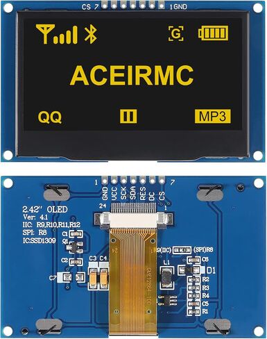 2.42 inch 128x64 OLED LCD Display Module SSD1309 7 Pin SPI/IIC I2C Serial Interface for Arduino UNO R3 (Blue) in Saudi Arabia