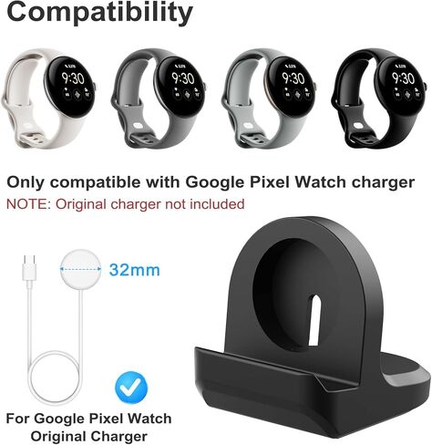 حامل لساعة Google Pixel، قاعدة شحن للساعة الذكية مقاس 41 مم مع فتحة سيليكون غير قابلة للانزلاق وإدارة الكابلات، حامل شحن ثابت وحماية (الكابل غير متضمن) in Kuwait