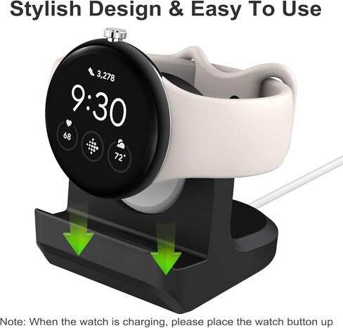 حامل لساعة Google Pixel، قاعدة شحن للساعة الذكية مقاس 41 مم مع فتحة سيليكون غير قابلة للانزلاق وإدارة الكابلات، حامل شحن ثابت وحماية (الكابل غير متضمن) in Kuwait