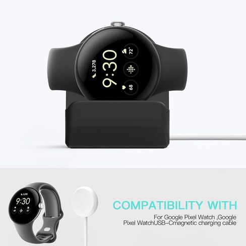 TUCANA Charger Stand Compatible with Google Pixel Watch, Durable Silicone with Non-Slip Stable Base (Black) in Saudi Arabia