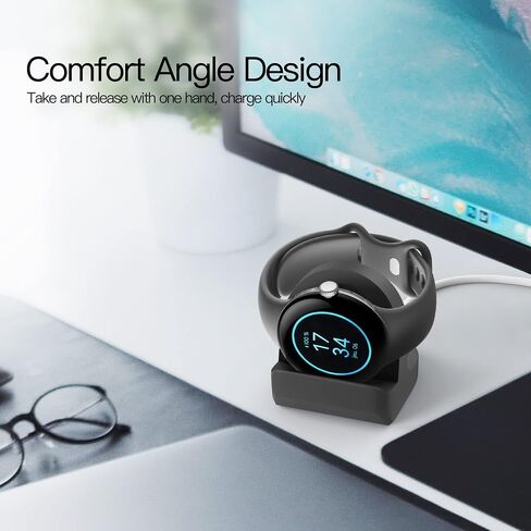 TUCANA Charger Stand Compatible with Google Pixel Watch, Durable Silicone with Non-Slip Stable Base (Black) in Saudi Arabia