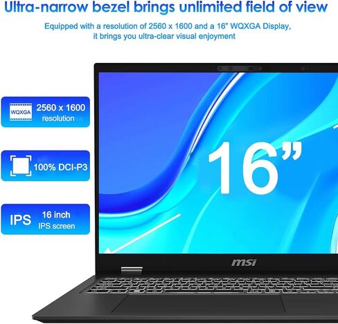 MSI Prestige 16 Intel Evo AI Laptop, 16" WQXGA Display, Intel Ultra 7 155H, 32GB RAM, 2TB SSD, Fingerprint Reader, Backlit KB, Numeric KP, HDMI, RJ45, Webcam, Killer Wi-Fi 7, Windows 11 Home, Grey in Saudi Arabia
