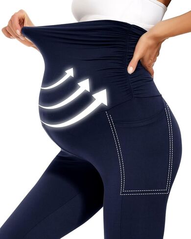 UBCUTE 2 Pack Women's Maternity Leggings with Pockets Over The Belly-High Waist Pregnancy Yoga Workout Pants Active Wear in Saudi Arabia