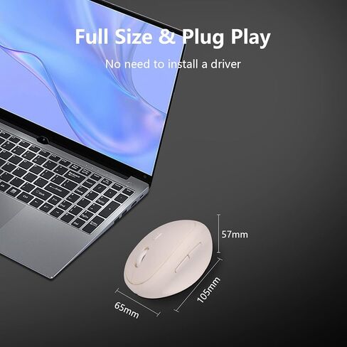 ماوس عمودي، ماوس بصري مريح لاسلكي قابل لإعادة الشحن 2.4 جيجا مع 3 نقاط لكل بوصة قابلة للتعديل للأيدي الصغيرة المتوسطة، فأرة كمبيوتر محمولة لاسلكية مع جهاز استقبال USB للكمبيوتر المكتبي والكمبيوتر المحمول MacBook PC (أبيض) in Kuwait