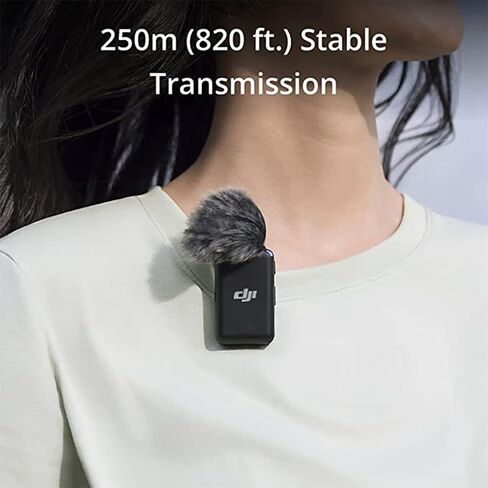 ميكروفون DJI (2 TX + 1 RX + علبة شحن) ميكروفون Lavalier لاسلكي، نطاق 820 قدمًا، بطارية 15 ساعة، إلغاء الضوضاء للكمبيوتر الشخصي، iPhone، Andriod، تسجيل المقابلة، مدونات الفيديو + ميكروفونات Lavalier على الباب الدوار in Saudi Arabia