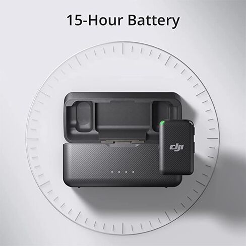 ميكروفون DJI (2 TX + 1 RX + علبة شحن) ميكروفون Lavalier لاسلكي، نطاق 820 قدمًا، بطارية 15 ساعة، إلغاء الضوضاء للكمبيوتر الشخصي، iPhone، Andriod، تسجيل المقابلة، مدونات الفيديو + ميكروفونات Lavalier على الباب الدوار in Saudi Arabia