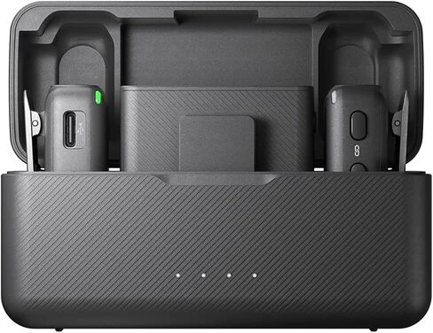 ميكروفون DJI (2 TX + 1 RX + علبة شحن) ميكروفون Lavalier لاسلكي، نطاق 820 قدمًا، بطارية 15 ساعة، إلغاء الضوضاء للكمبيوتر الشخصي، iPhone، Andriod، تسجيل المقابلة، مدونات الفيديو + ميكروفونات Lavalier على الباب الدوار in Saudi Arabia