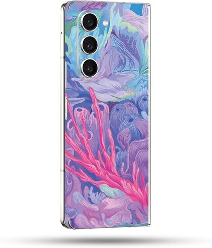 MightySkins Skin Compatible With Samsung Galaxy Z Fold 5 Full Wrap - Dark Hibiscus | Protective, Durable, and Unique Vinyl Decal wrap cover | Easy To Apply, Remove, and Change Styles | Made in the USA in Saudi Arabia