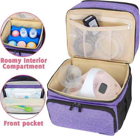 Teamoy Breast Pump Backpack with Cooler Compartment for Breast Pump, Cooler Bag, Breast Milk Bottles and More, Double Layer Pumping Bag for Working Moms, Black(Bag Only) in Saudi Arabia