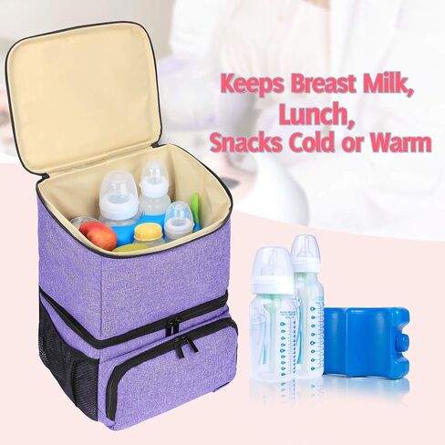 Teamoy Breast Pump Backpack with Cooler Compartment for Breast Pump, Cooler Bag, Breast Milk Bottles and More, Double Layer Pumping Bag for Working Moms, Black(Bag Only) in Saudi Arabia