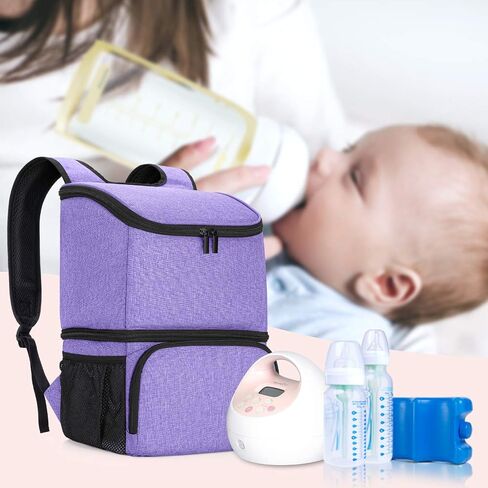 Teamoy Breast Pump Backpack with Cooler Compartment for Breast Pump, Cooler Bag, Breast Milk Bottles and More, Double Layer Pumping Bag for Working Moms, Black(Bag Only) in Saudi Arabia