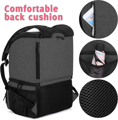 Teamoy Breast Pump Backpack with Cooler Compartment for Breast Pump, Cooler Bag, Breast Milk Bottles and More, Double Layer Pumping Bag for Working Moms, Black(Bag Only) in Saudi Arabia