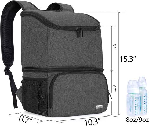 Teamoy Breast Pump Backpack with Cooler Compartment for Breast Pump, Cooler Bag, Breast Milk Bottles and More, Double Layer Pumping Bag for Working Moms, Black(Bag Only) in Saudi Arabia