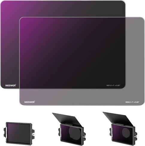 NEEWER 2 Pack ND0.9 (3Stops) & ND1.8 (6Stops) Square Film Filters, 4"x5.65" Cinema ND Filter Compatible with Tilta Compatible with SmallRig Matte Box, 12.5% & 1.56% Light Transmittance in Saudi Arabia