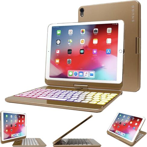 حافظة Snugg iPad 10.2 مع لوحة مفاتيح/ حافظة iPad Air الجيل الثالث مع لوحة مفاتيح/ حافظة لوحة مفاتيح iPad Pro 10.5 - حافظة لوحة مفاتيح iPad 10.2 بإضاءة خلفية - حافظة iPad 10.2 بوصة قابلة للدوران 360 درجة مع لوحة مفاتيح in Kuwait
