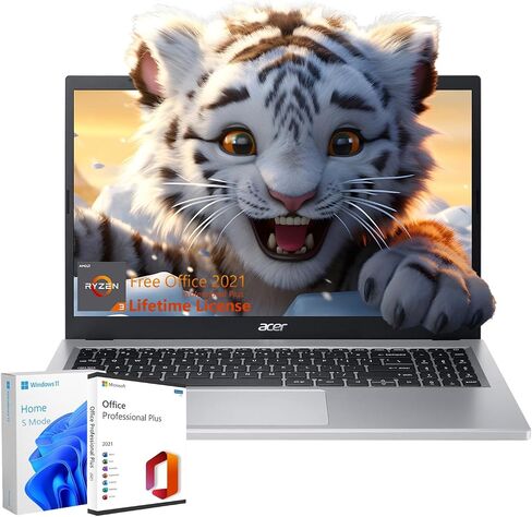 acer Slim Everyday Laptop Computer - with Microsoft Office Lifetime License, 15.6" Full HD IPS Display, AMD Ryzen 3 7320U Quad-Core CPU, 8GB LPDDR5 RAM, 512GB SSD, Webcam, Wi-Fi 6, Win 11 Home S Mode in Saudi Arabia