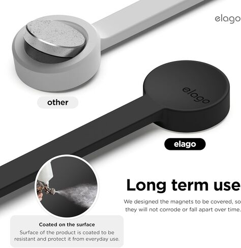 Elago 3 حزم من روابط الكابلات المغناطيسية، منظم سلك سيليكون ممتاز، منظم كابل مغناطيسي قابل لإعادة الاستخدام (أسود) in Kuwait