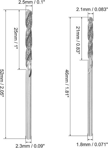uxcell 2.1mm 2.5mm Diamond Twist Drill Bits High Speed Steel for Glass Sea Shells Stone Tiles 10 Pcs in Saudi Arabia
