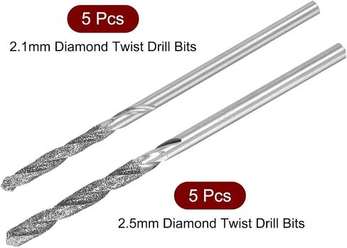 uxcell 2.1mm 2.5mm Diamond Twist Drill Bits High Speed Steel for Glass Sea Shells Stone Tiles 10 Pcs in Saudi Arabia