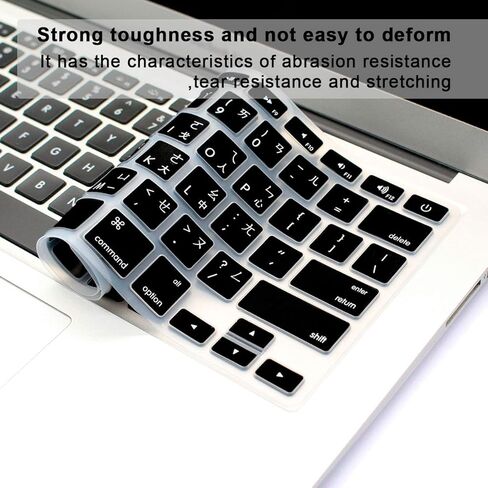 Arabic Language Silicone Keyboard Cover Skin for MacBook Pro 13" 15" 17" (2015 or Older Version),for MacBook Air 13" A1369/A1466,USA Layout Protective Skin,Black in Kuwait