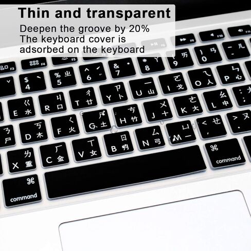 Arabic Language Silicone Keyboard Cover Skin for MacBook Pro 13" 15" 17" (2015 or Older Version),for MacBook Air 13" A1369/A1466,USA Layout Protective Skin,Black in Kuwait