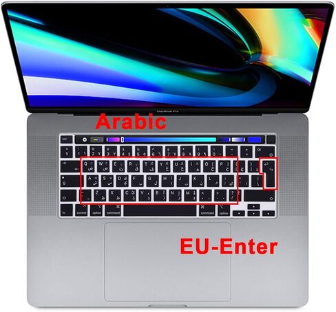 غطاء لوحة المفاتيح من السيليكون باللغة العربية لجهاز MacBook Pro 16 بوصة A2141 2019+، لجهاز MacBook Pro 13 مع لوحة المفاتيح السحرية ولجهاز MacBook Pro M1 Chip A2338/A2251/A2289 2020+ إصدار الاتحاد الأوروبي in Kuwait