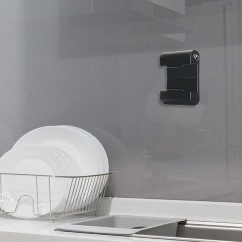 حامل جدار المطبخ TFY Universal للأجهزة اللوحية وأجهزة القراءة الإلكترونية والهواتف الذكية - متوافق مع iPad وSamsung وHuawei - يتضمن قلم ستايلس (أسود) in Kuwait