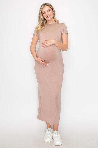 My Bump Women's Pregnancy Cap Sleeve Casual Comfortable Long Maternity Dress in Saudi Arabia