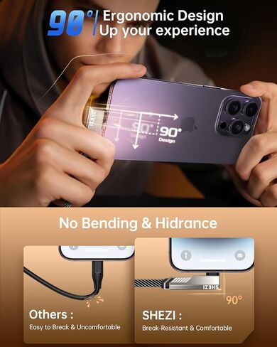 كابل USB C 4 في 1 [مُحسّن] بقدرة 32 وات 5 أقدام، شحن سريع 90 درجة من النايلون المضفر لسلك شاحن iPhone iPad الزاوية اليمنى [مزامنة بيانات 480 ميجابت في الثانية] مجموعة كابل شحن متعدد مع منافذ L/USB C/USB A in Saudi Arabia