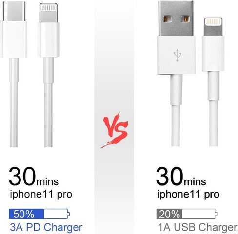 كابل RUXIN USB-C إلى Lightning بطول 3.3 أقدام، [معتمد من MFi] كابل شحن سريع 18 وات PD متوافق مع iPhone 12/12pro/11/11 Pro/X/XS/XR/SE/8 Plus/AirPods Pro/iPad، أبيض in Saudi Arabia