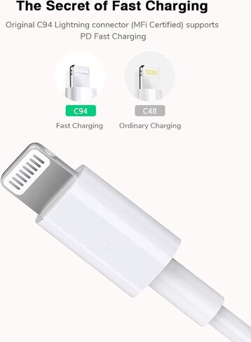 كابل RUXIN USB-C إلى Lightning بطول 3.3 أقدام، [معتمد من MFi] كابل شحن سريع 18 وات PD متوافق مع iPhone 12/12pro/11/11 Pro/X/XS/XR/SE/8 Plus/AirPods Pro/iPad، أبيض in Saudi Arabia