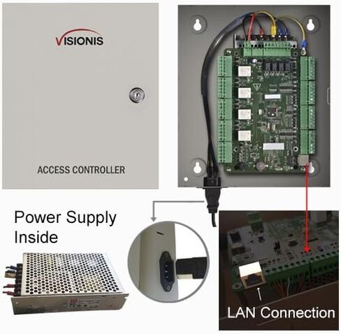 Visionis FPC-6224 Four Door Access Control for 4 Doors TCP/IP RS485 Wiegand Electric Strike Fail Safe Fail Secure Controller Box Black Outdoor Reader Software EM TK4100 Card Compatible 10000 User Kit in Saudi Arabia