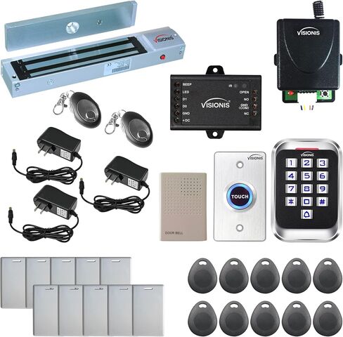 Visionis FPC-5632 One Door Access Control Out Swinging Door 1200lbs Maglock + Outdoor Metal Touch Keypad/Reader Standalone + Mini Controller + Wiegand 26, No Software, EM Card + Wireless Receiver Kit in Saudi Arabia