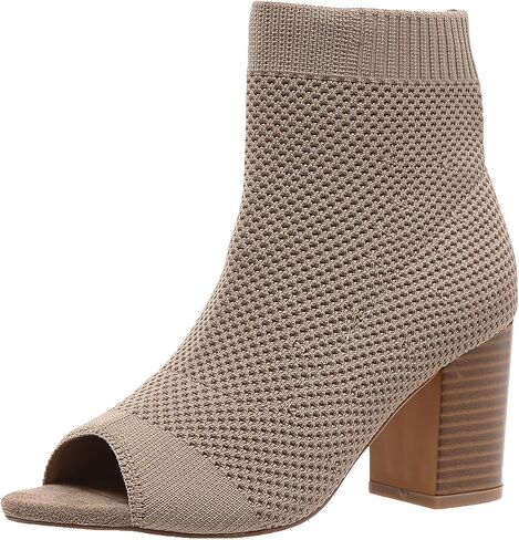 Peep Toe Booties for Women Knit Open Toe Chunky Block Heels Breathable Sock Boots Fashion Heeled Sandals US5-11 in Saudi Arabia