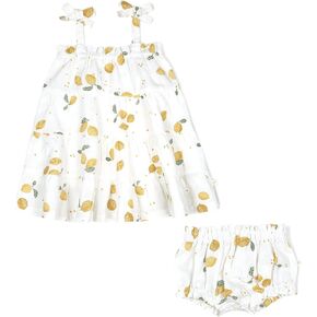 MakeMake Organics GOTS Certified Organic Cotton Infant Baby Toddler Layered Strap Dress