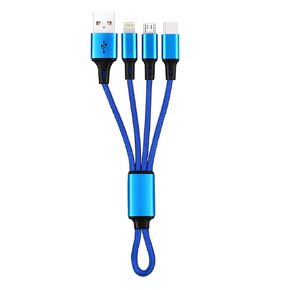 IFLASH 3in1 MicroUSB/TYPE C Cable (3in1), 3 in 1 Multi USB Charging short Travel Size 8" Keychain Cord for Samsung Galaxy S10 S9 S8, Android Smartphones, iPhone Xs MAX XR X 8 Plus 7 6 (Black)