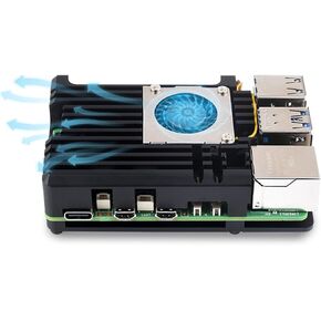 Aluminum Alloy Heatsink Armor Case for Raspberry Pi 5 8GB/4GB, Pi5 Aluminium Alloy Case with Temperature-Controlled Blower Fan for Better Heat Dissipation (No Pi Board)