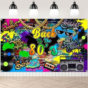 80s Theme Party Backdrop 6x4 ft Back to The 80s Party Decorations Hip Pop 80s Party Banner 80s Party Supplies 80s Photo Booth Props