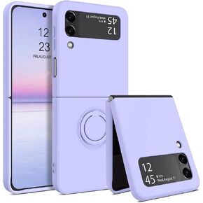 VENINGO Z Flip 3 Case,Galaxy Z Flip3 5G Case,Slim Silicone Non Slip Kickstand Ring Holder Shockproof Protetive Bumper Girls Women Boys Men Phone Covers for Samsung Z Flip 3 5G 6.7 Inch,Lavender Purple