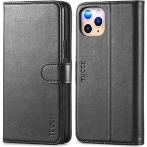 TUCCH Wallet Case for iPhone 11 Pro, Magnetic Auto Wake Sleep RFID Blocking Card Slots [TPU Shockproof Interior Case], PU Leather Stand Flip Cover Compatible with iPhone 11 Pro 5.8 inch, Black